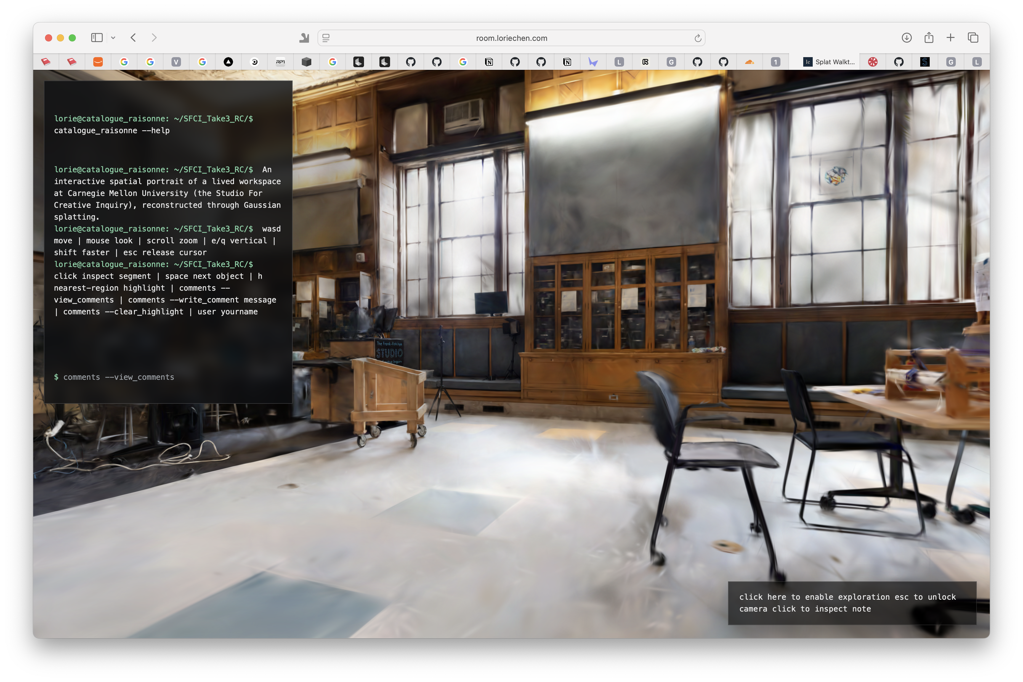 Catalogue raisonné room interface